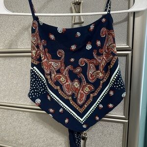 Navy Paisley Bandana Top